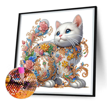 White Cat - Special Shaped Drill Diamond Painting 30*30CM