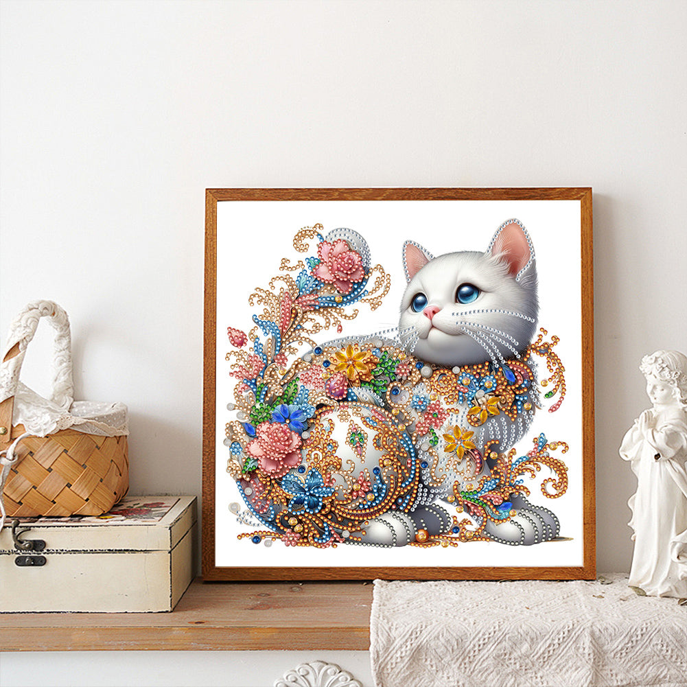 White Cat - Special Shaped Drill Diamond Painting 30*30CM