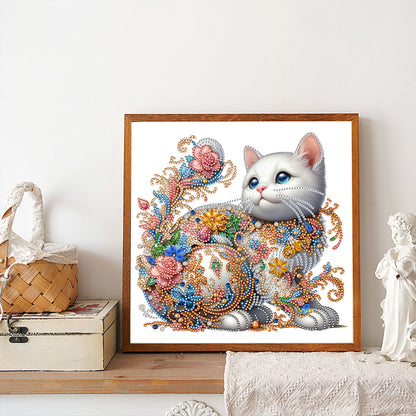 White Cat - Special Shaped Drill Diamond Painting 30*30CM