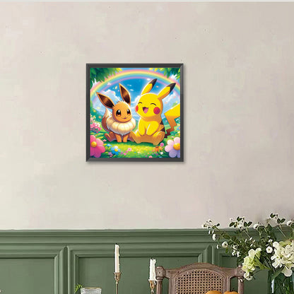 Pok¨¦mon, Pikachu, Eevee - Full Round Drill Diamond Painting 40*40CM