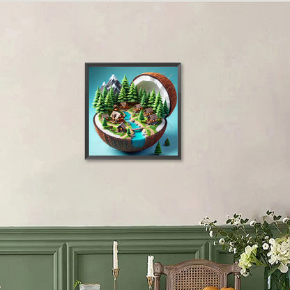 Coconut Township - Full Round Drill Diamond Painting 40*40CM