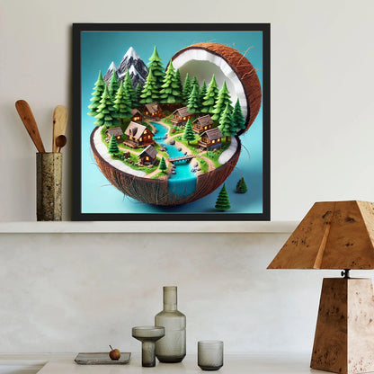 Coconut Township - Full Round Drill Diamond Painting 40*40CM