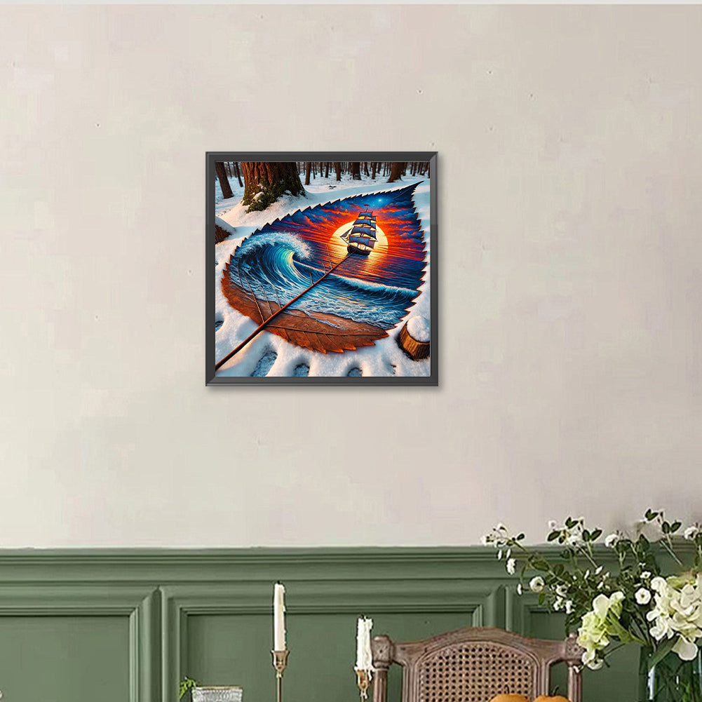 Dead Leaf Sail - Full Round Drill Diamond Painting 40*40CM
