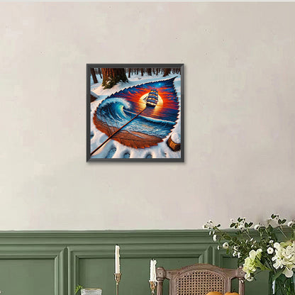 Dead Leaf Sail - Full Round Drill Diamond Painting 40*40CM