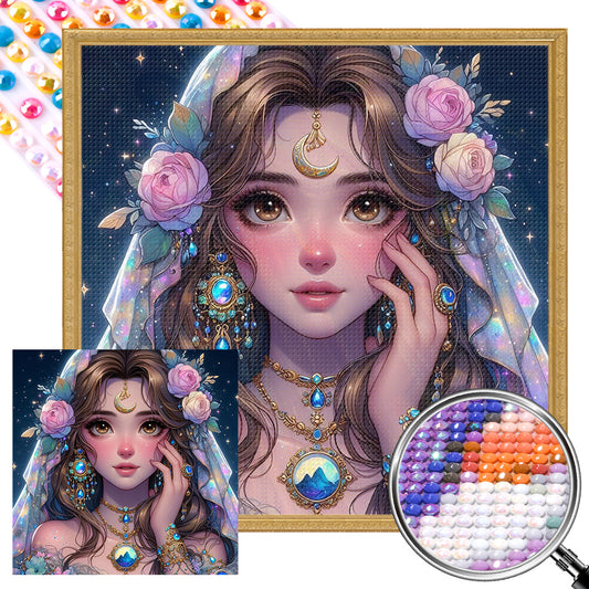 Exotic Girl With Flowers - Full AB Round Drill Diamond Painting 40*40CM