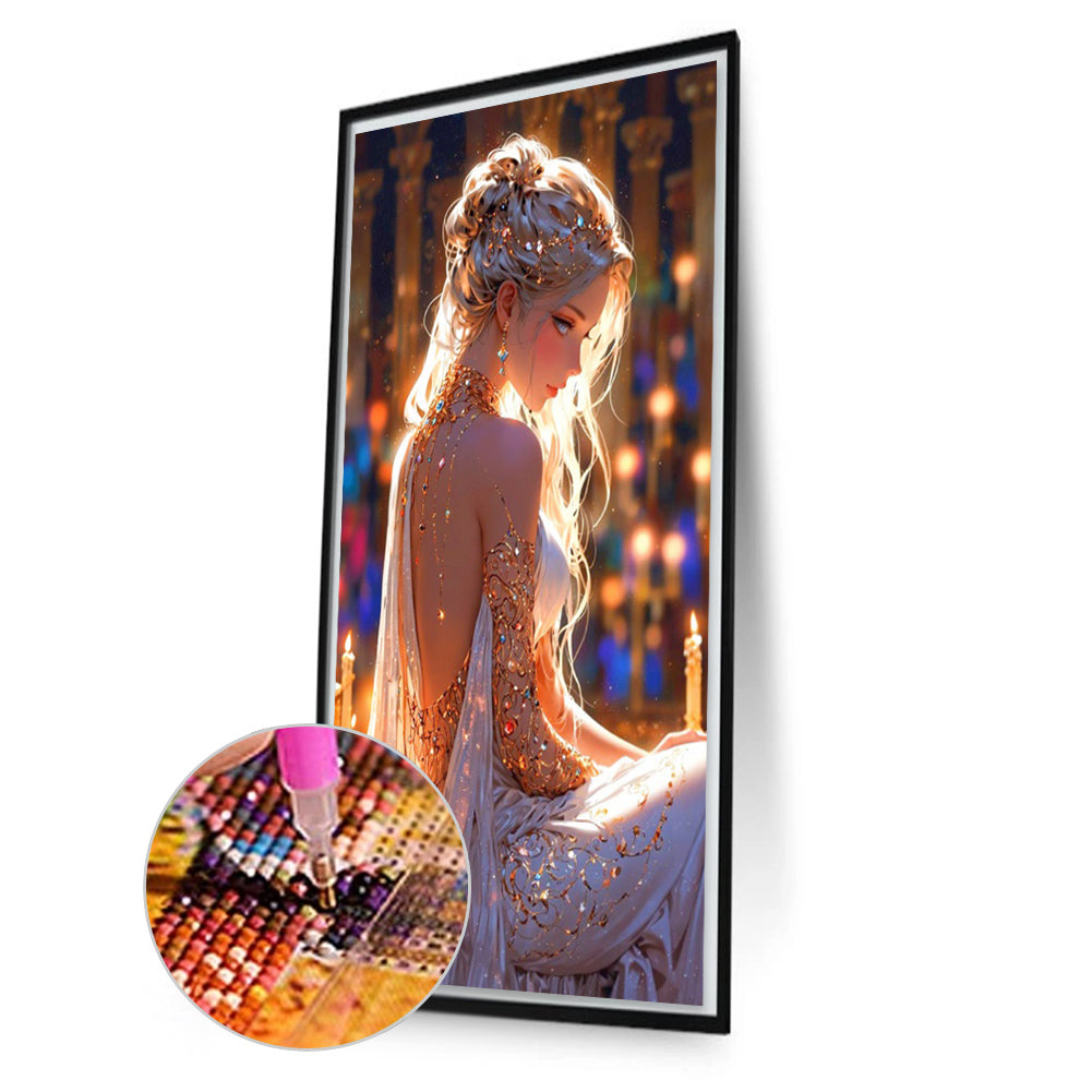 Elegant Evening Gown Girl - Full AB Round Drill Diamond Painting 40*70CM