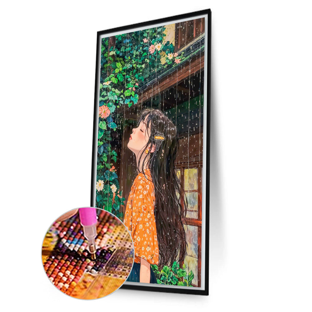 Girl In The Rain - Full AB Round Drill Diamond Painting 40*70CM