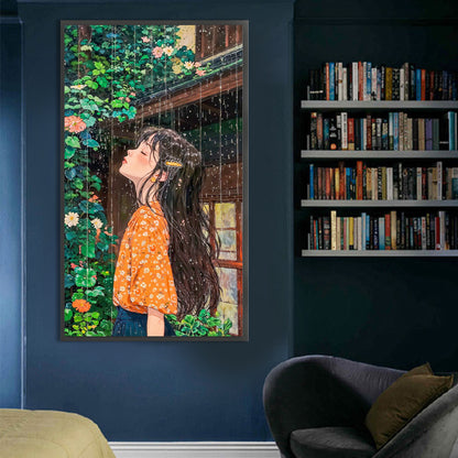 Girl In The Rain - Full AB Round Drill Diamond Painting 40*70CM