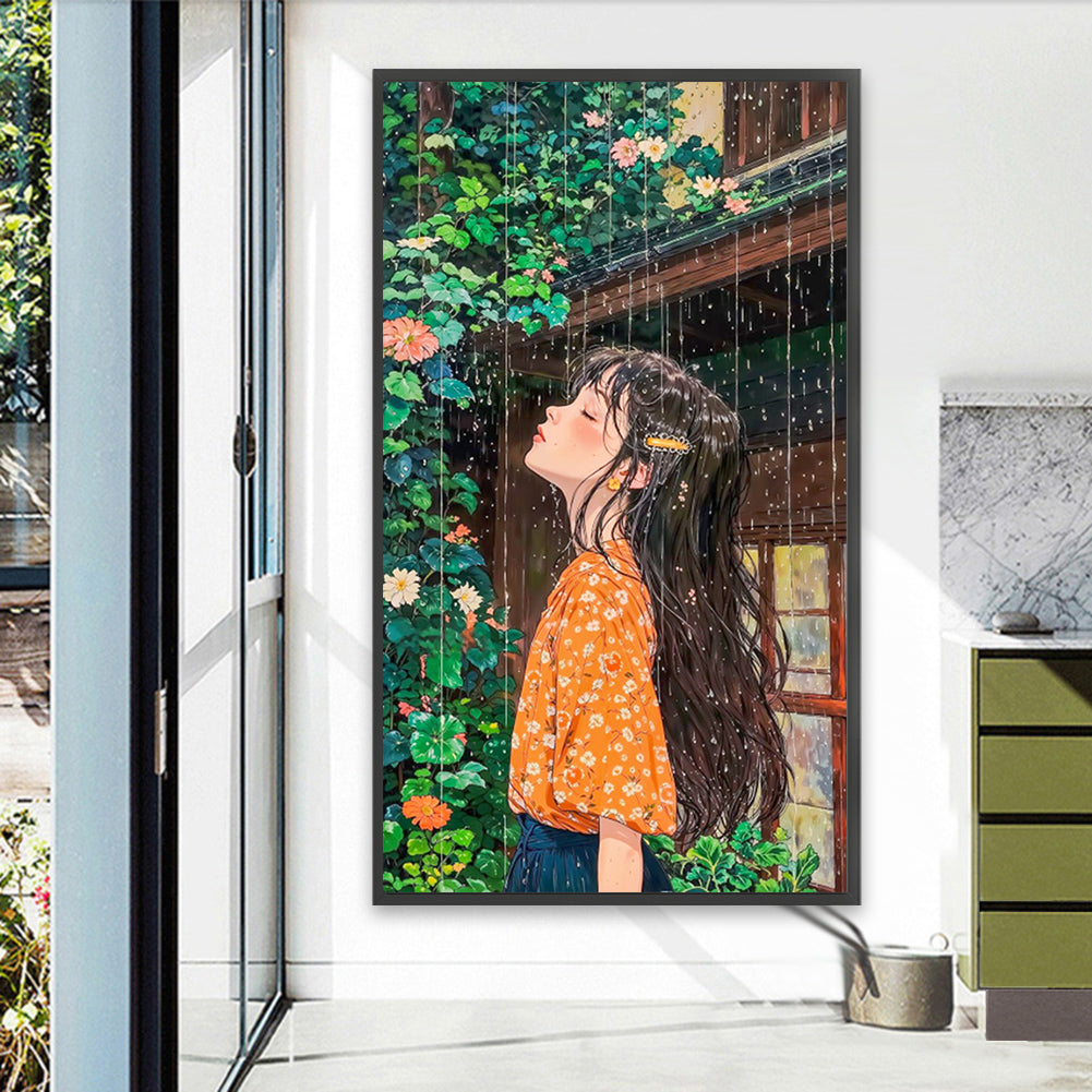 Girl In The Rain - Full AB Round Drill Diamond Painting 40*70CM