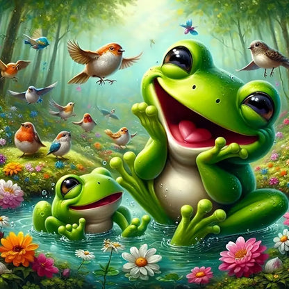Happy Frog Sparrow Group - Full Round Drill Diamond Painting 40*40CM