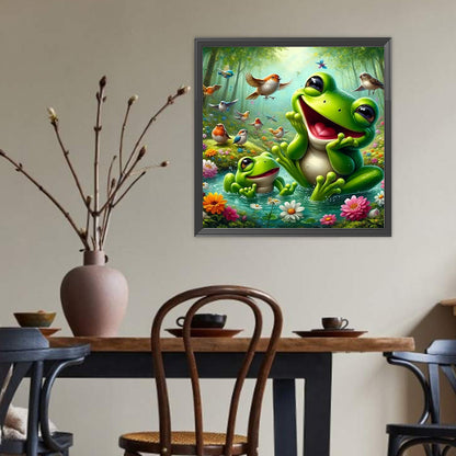 Happy Frog Sparrow Group - Full Round Drill Diamond Painting 40*40CM