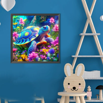 Tortoise In The Flower Bush - Full Round Drill Diamond Painting 40*40CM