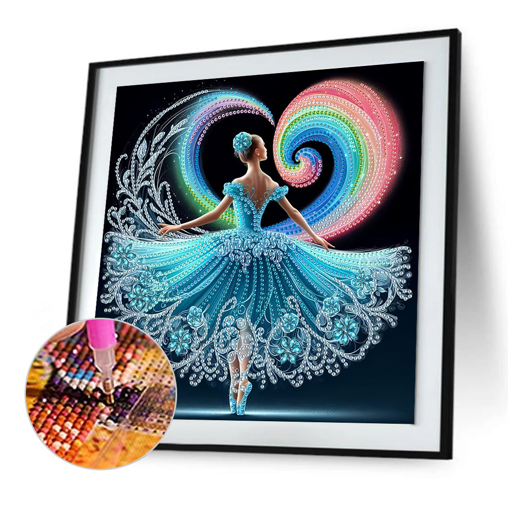 Dancing Girl With Beautiful Skirt - Special Shaped Drill Diamond Painting 30*30CM