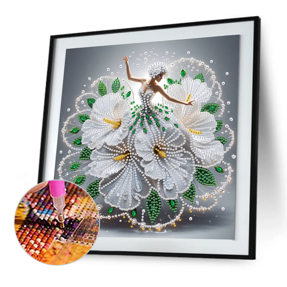Dancing Girl With Beautiful Skirt - Special Shaped Drill Diamond Painting 30*30CM