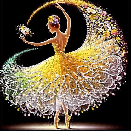Dancing Girl With Beautiful Skirt - Special Shaped Drill Diamond Painting 30*30CM