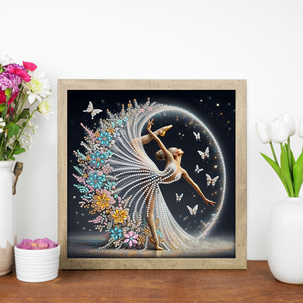 Dancing Girl With Beautiful Skirt - Special Shaped Drill Diamond Painting 30*30CM