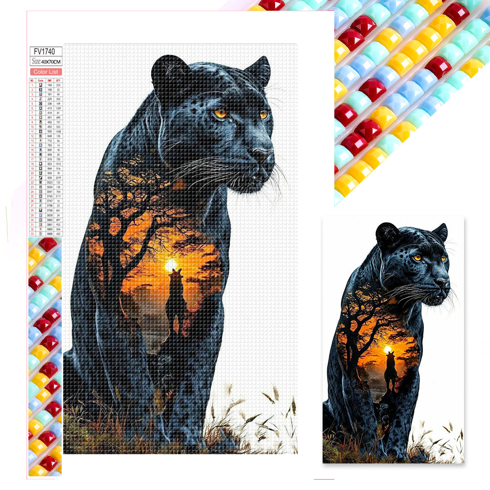 Leopard In The Sunset - Full Square Drill Diamond Painting 40*70CM