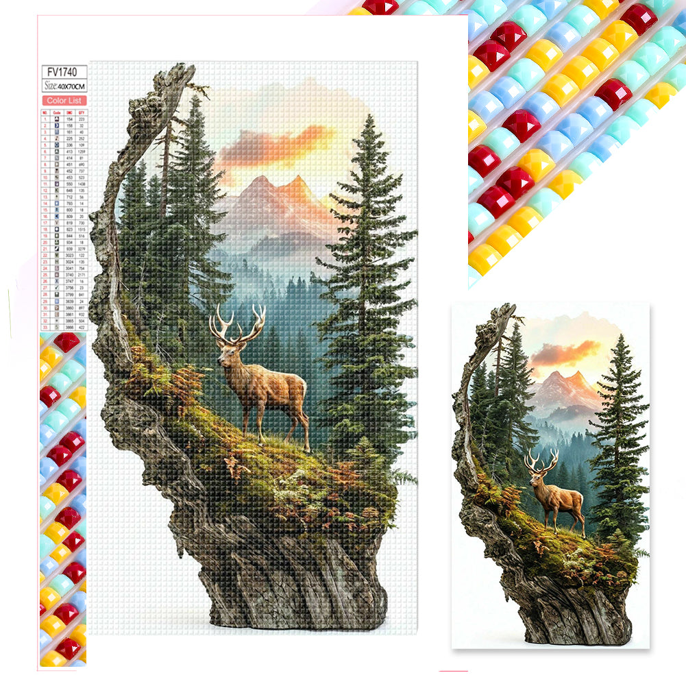 Elk In The Distant Mountain - Full Square Drill Diamond Painting 40*70CM