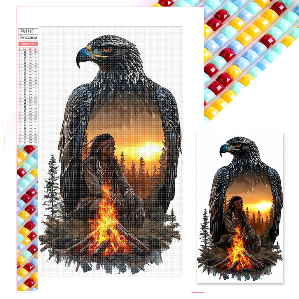 Eagle By The Bonfire - Full Square Drill Diamond Painting 40*70CM