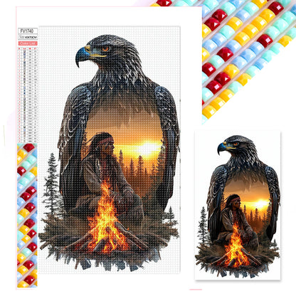 Eagle By The Bonfire - Full Square Drill Diamond Painting 40*70CM