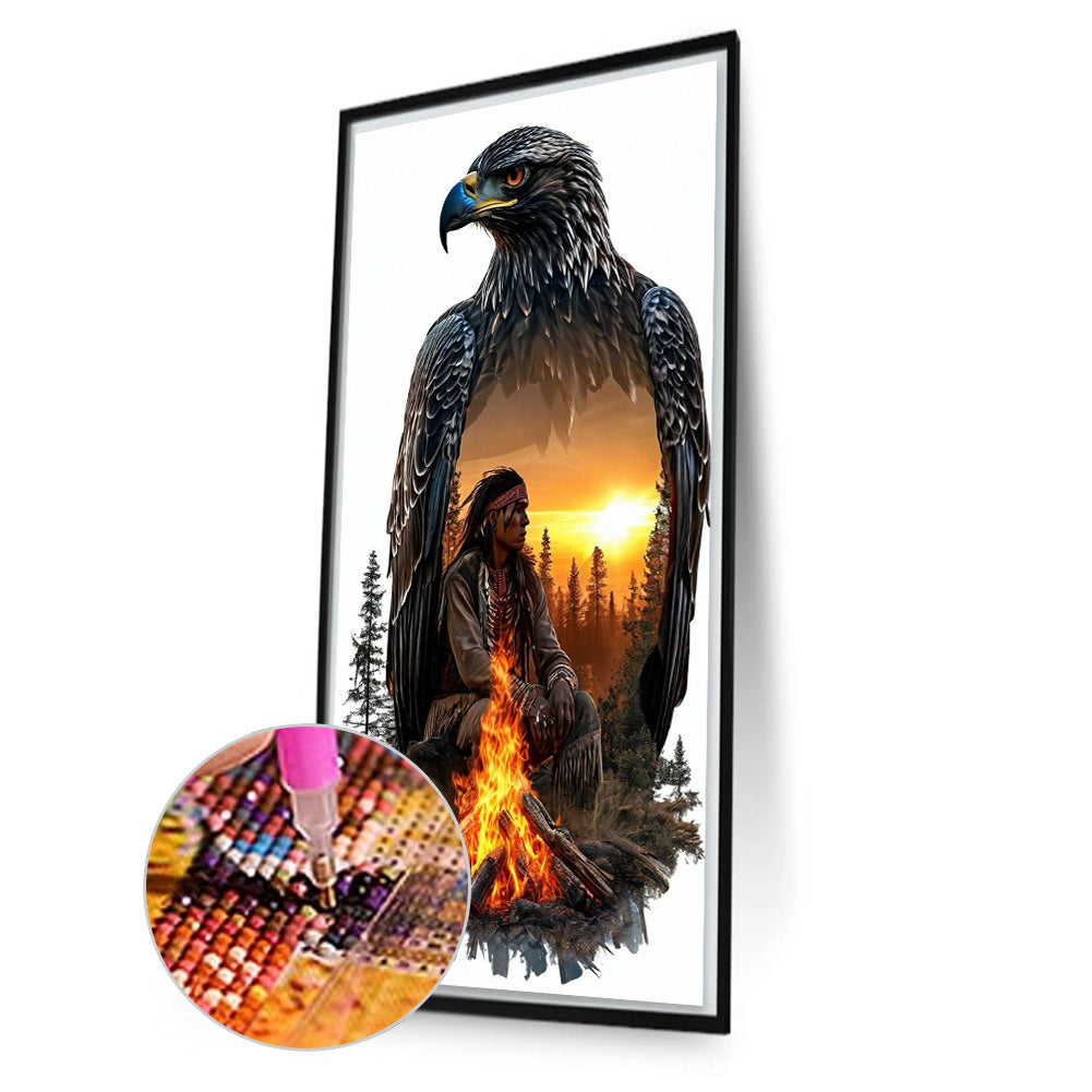 Eagle By The Bonfire - Full Square Drill Diamond Painting 40*70CM