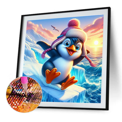 Penguin With Ski - Full Round Drill Diamond Painting 40*40CM