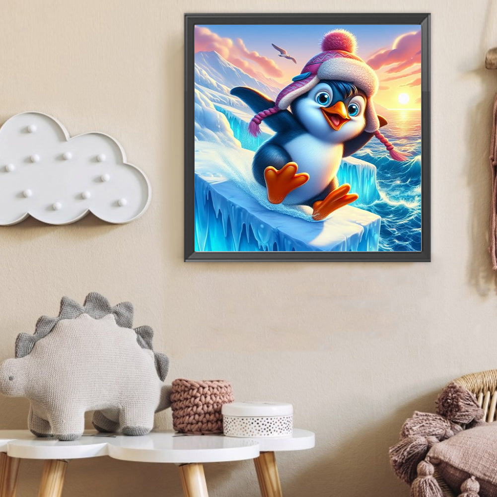 Penguin With Ski - Full Round Drill Diamond Painting 40*40CM