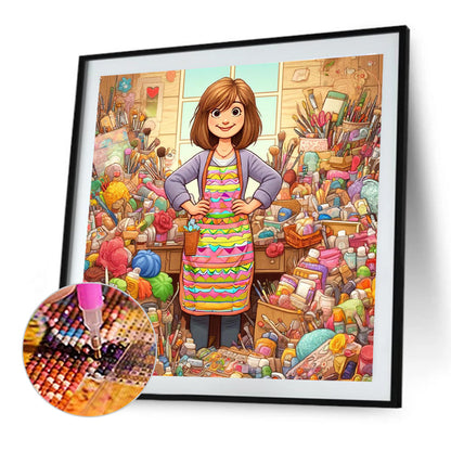 Artist Girl - Full Round Drill Diamond Painting 40*40CM