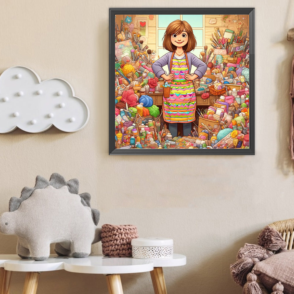 Artist Girl - Full Round Drill Diamond Painting 40*40CM