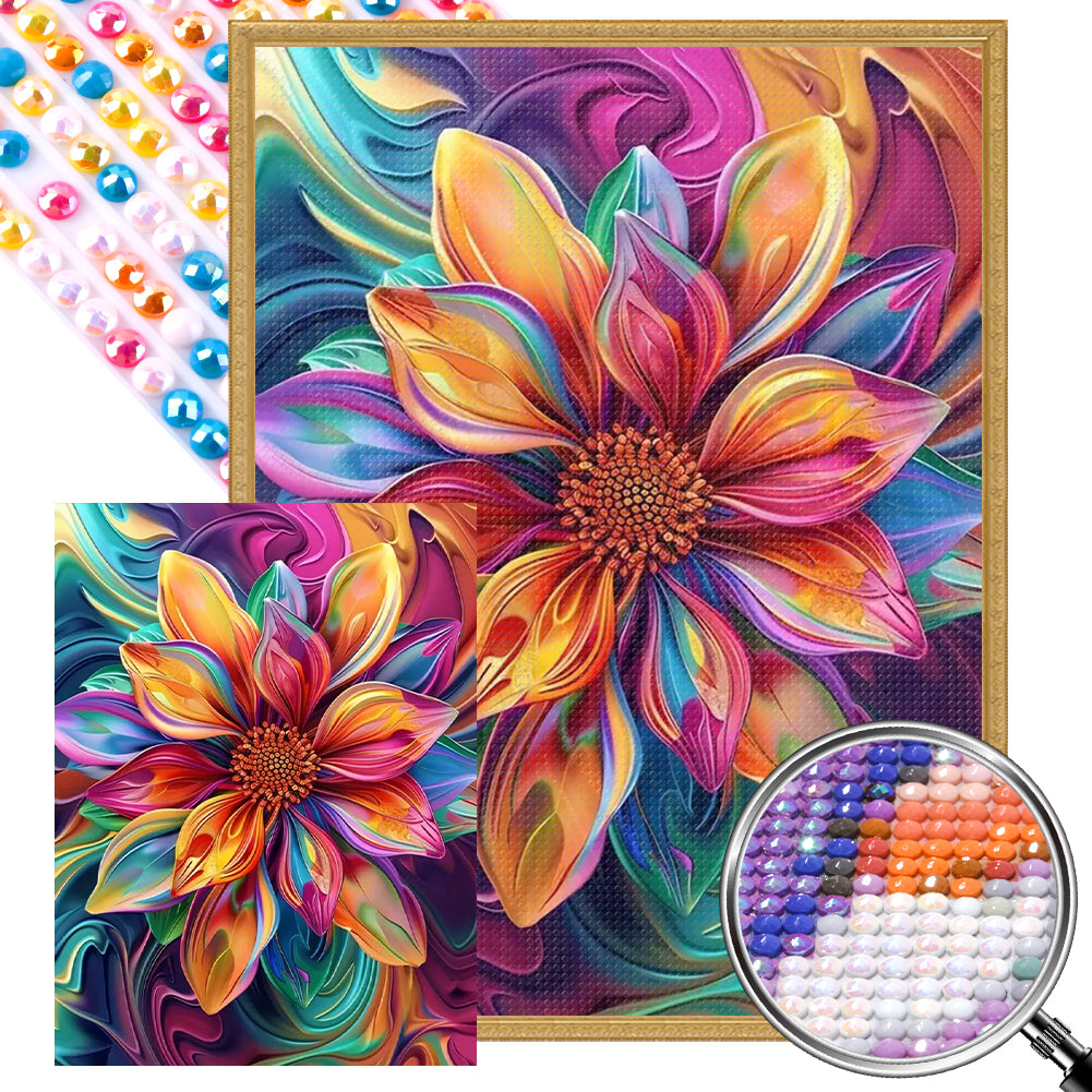 Oil Painting Flowers - Full AB Round Drill Diamond Painting 45*60CM
