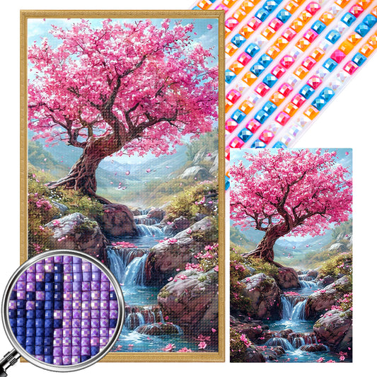 Pink Tree - Full AB Square Drill Diamond Painting 40*70CM
