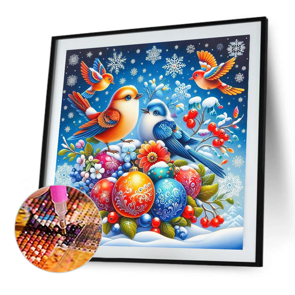 Bird On The Snow - Full AB Round Drill Diamond Painting 40*40CM