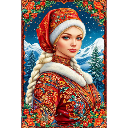 Ethnic Girl - Full AB Round Drill Diamond Painting 40*60CM