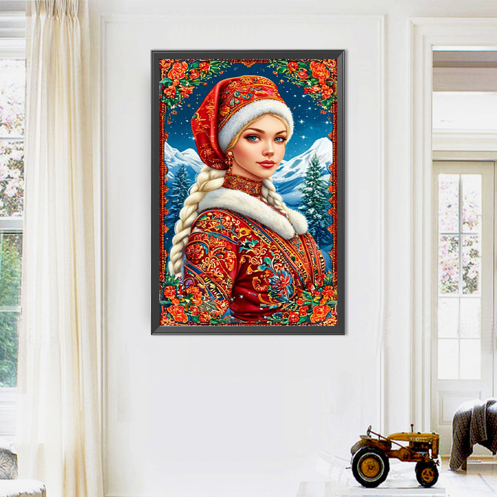 Ethnic Girl - Full AB Round Drill Diamond Painting 40*60CM