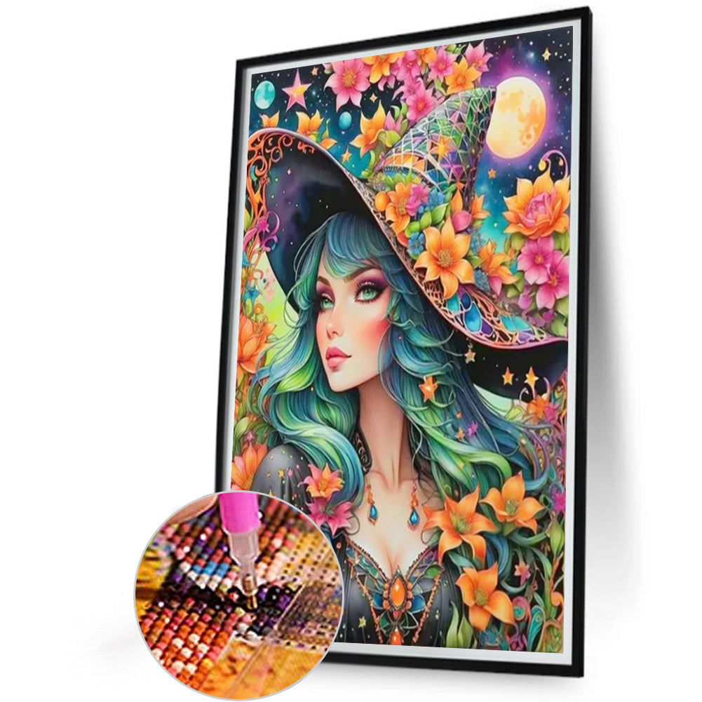 Witch Hat Girl - Full AB Round Drill Diamond Painting 40*60CM