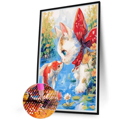 Kitten And Fish - Full AB Round Drill Diamond Painting 40*60CM