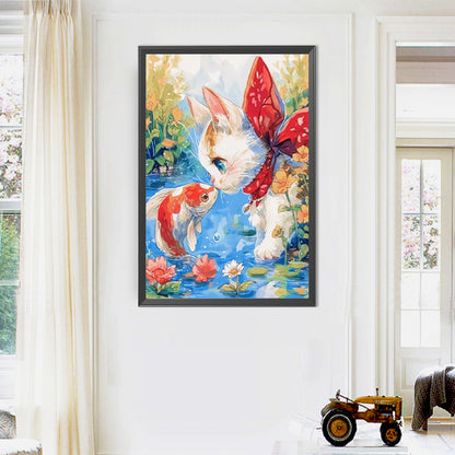 Kitten And Fish - Full AB Round Drill Diamond Painting 40*60CM