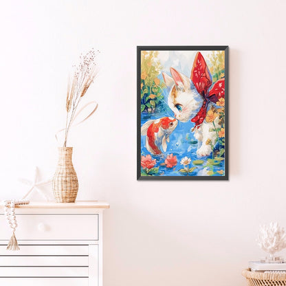 Kitten And Fish - Full AB Round Drill Diamond Painting 40*60CM