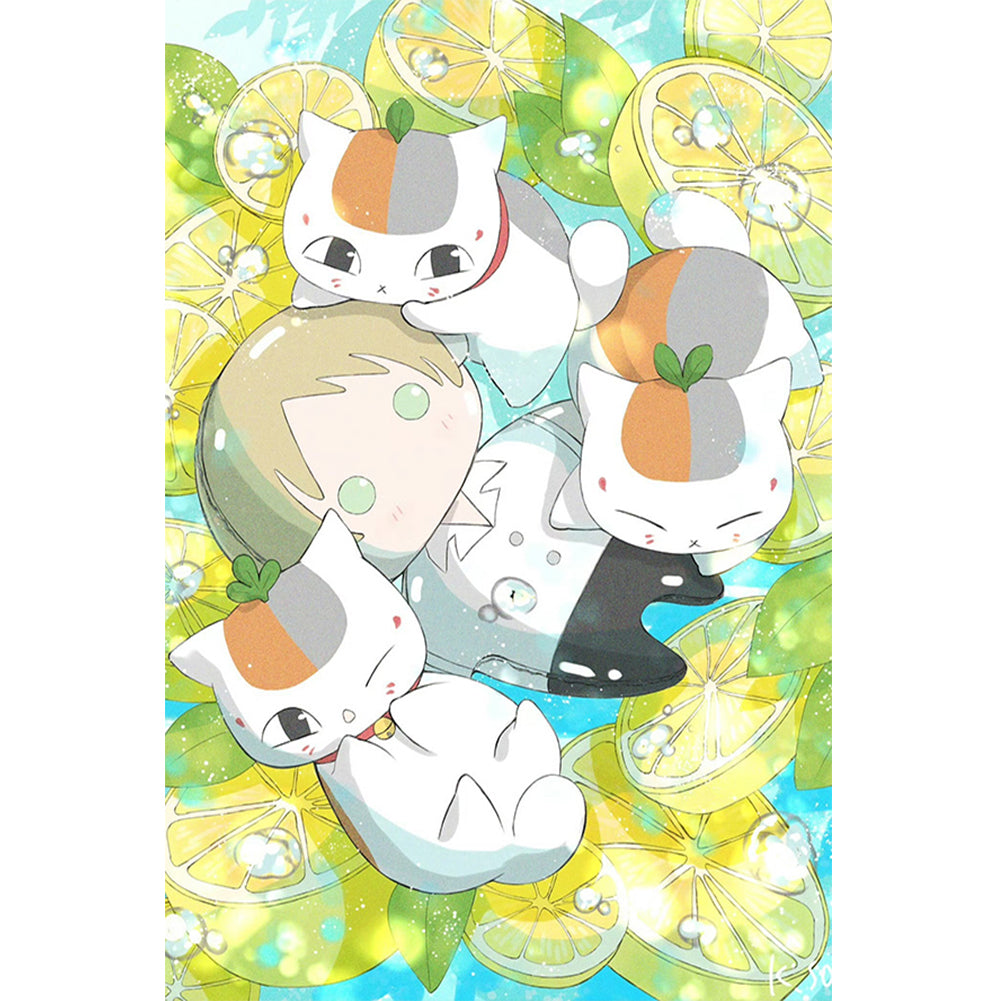 Natsume And Three Cat Teachers - Full Round Drill Diamond Painting 40*60CM