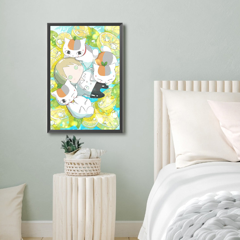 Natsume And Three Cat Teachers - Full Round Drill Diamond Painting 40*60CM