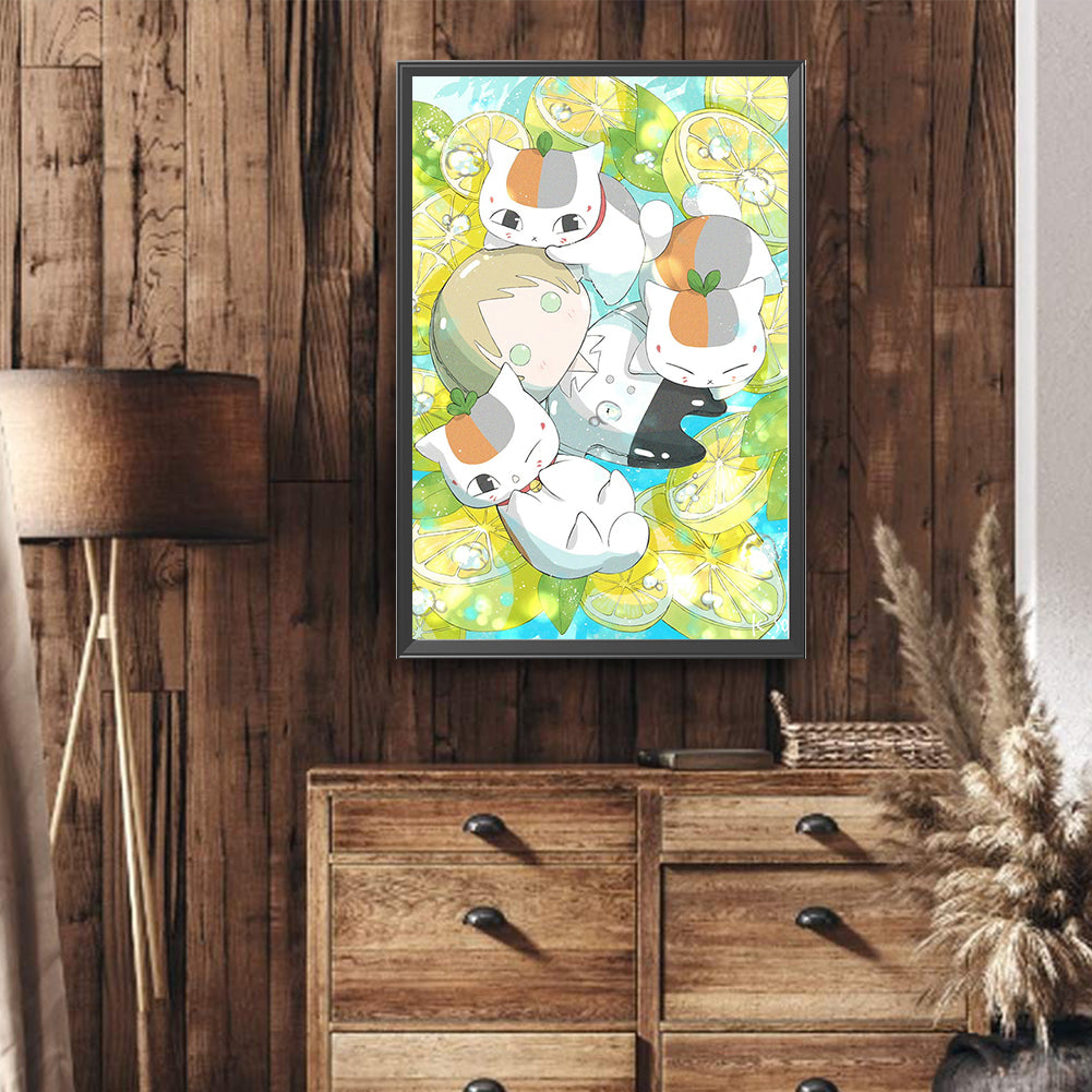Natsume And Three Cat Teachers - Full Round Drill Diamond Painting 40*60CM