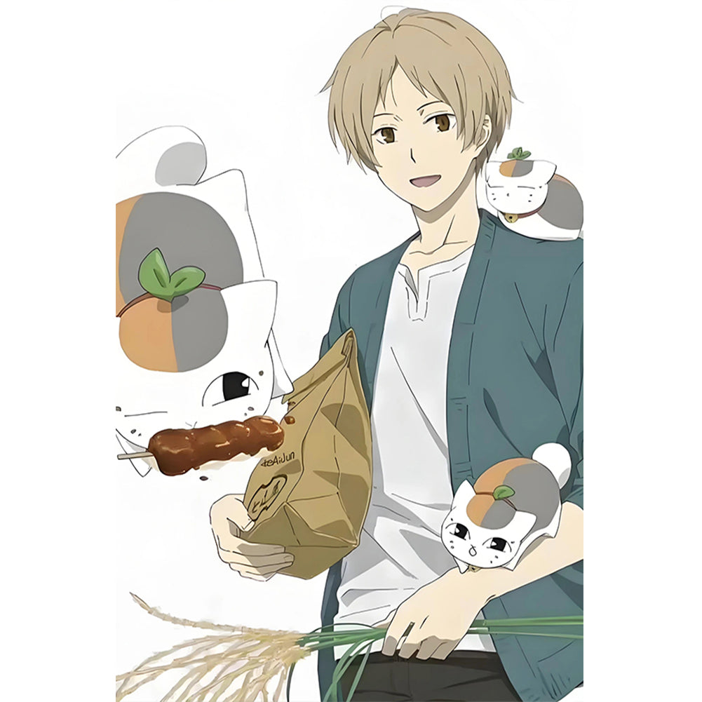 Natsume And Three Cat Teachers - Full Round Drill Diamond Painting 40*60CM