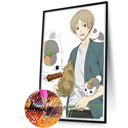 Natsume And Three Cat Teachers - Full Round Drill Diamond Painting 40*60CM