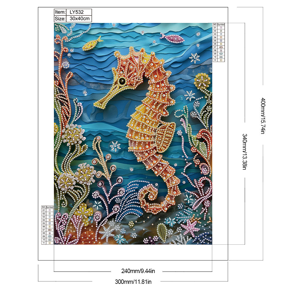 Sea Creatures Paper Quilling - Special Shaped Drill Diamond Painting 30*40CM