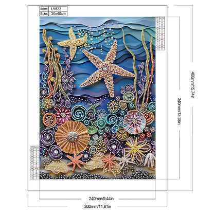 Sea Creatures Paper Quilling - Special Shaped Drill Diamond Painting 30*40CM