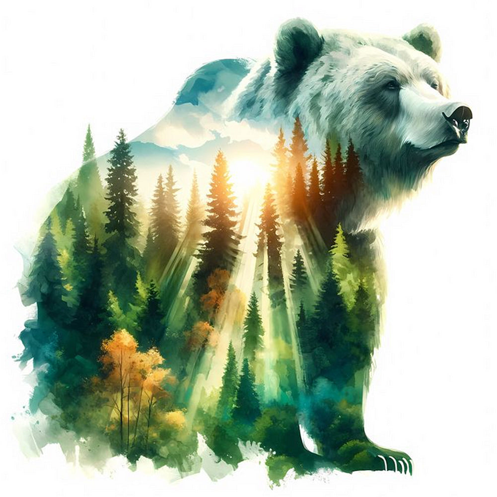 Forest Bear - Full Round Drill Diamond Painting 30*30CM