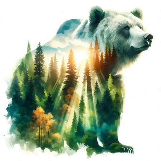 Forest Bear - Full Round Drill Diamond Painting 30*30CM
