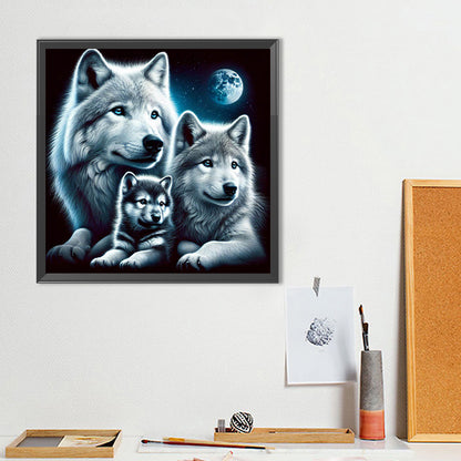 Wolf Under The Moon - Full Round Drill Diamond Painting 40*40CM