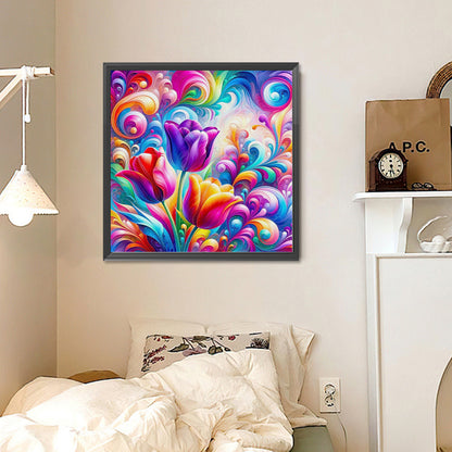 Colorful Abstract Art Flowers - Full Round Drill Diamond Painting 30*30CM