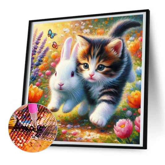 Kittens And Bunnies - Full Round Drill Diamond Painting 30*30CM